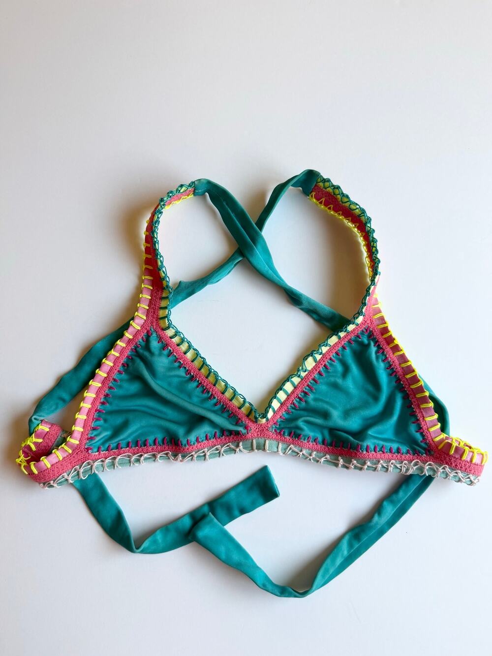 Platinum Swimwear Solange Ferrarini Crochet Trim Triangle Bikini Top 14 Boho